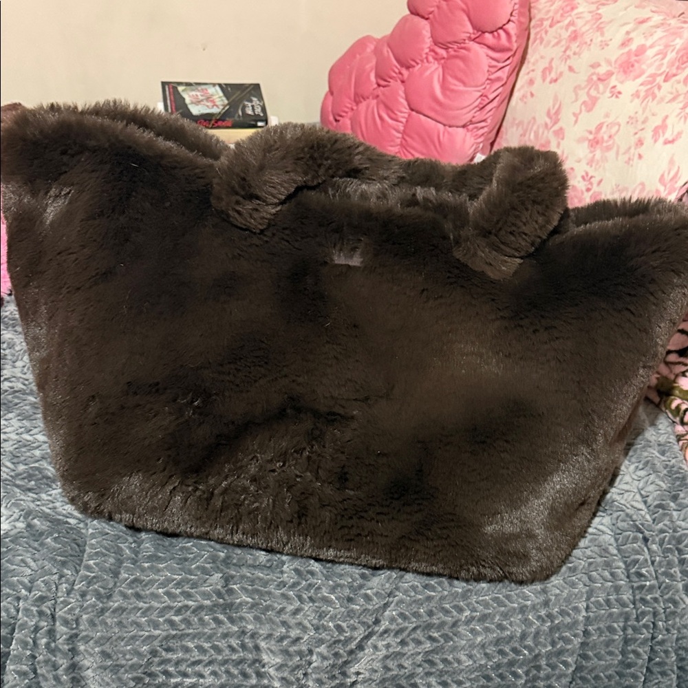 SKIMS Brown Faux Fur Tote Bag